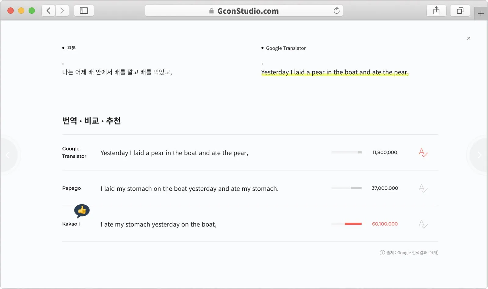 지콘스튜디오 : 비교번역 하이라이트